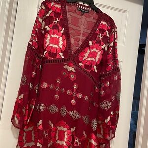 For Love And Lemons Pink and Red Floral Dress